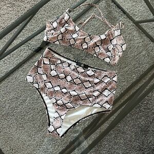 Misguided Snakeskin Print Two Piece Suit